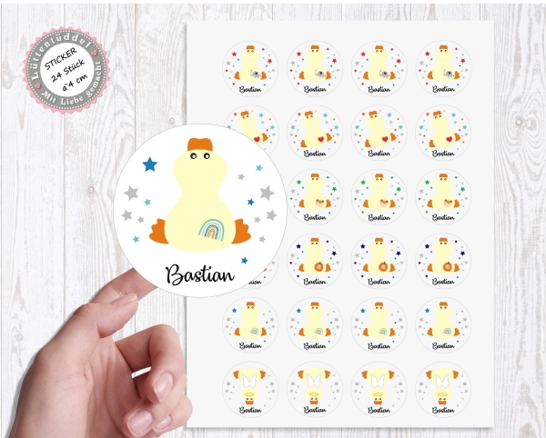 zuckersüßer Sticker Aufkleber "Schule" 24 Stück 4cm Einschulung Ente 1. Klasse personalisiert von Lüttentüddel®